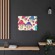 Kawaii Mushroom Cherry Flower Matte Canvas Print LavenderCeleste