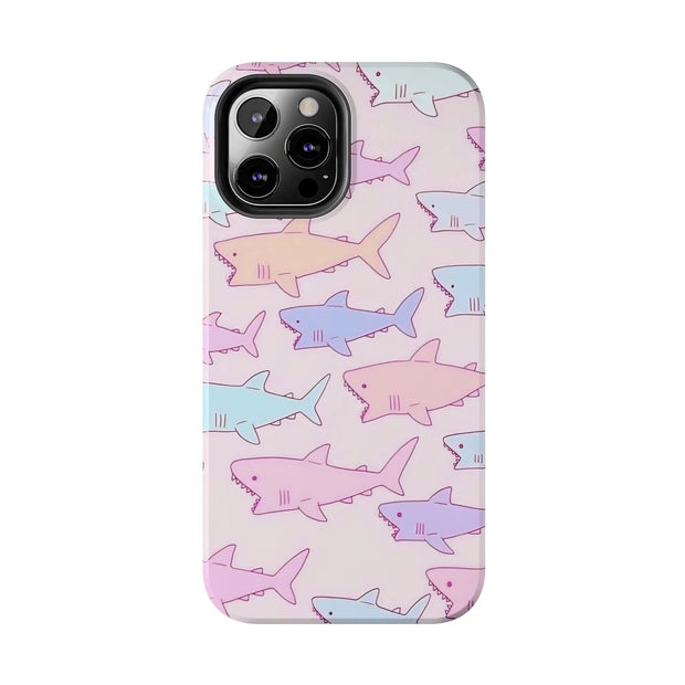 Pastel Shark Pattern Tough Phone Case Printify