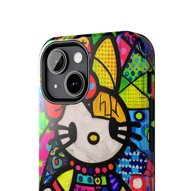 Pop Patchwork Kitty Tough Phone Case LavenderCeleste