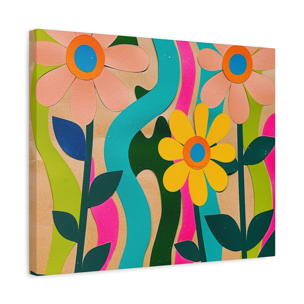 Groovy Paper Cut Flower Matte Canvas Art Printify