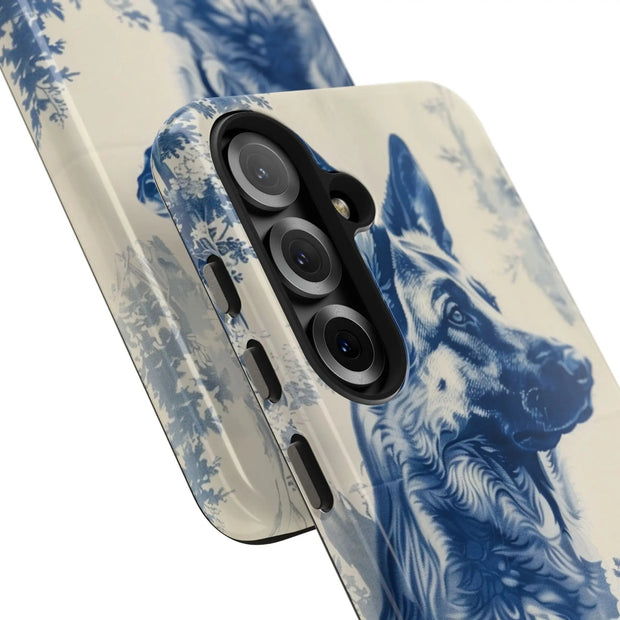 Blue Toile German Shepherd Scenic Tough Phone Case LavenderCeleste