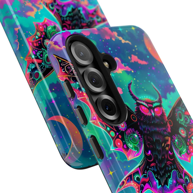 Mothman Tough Phone Case – Psychedelic Neon Cryptid Aesthetic - LavenderCeleste