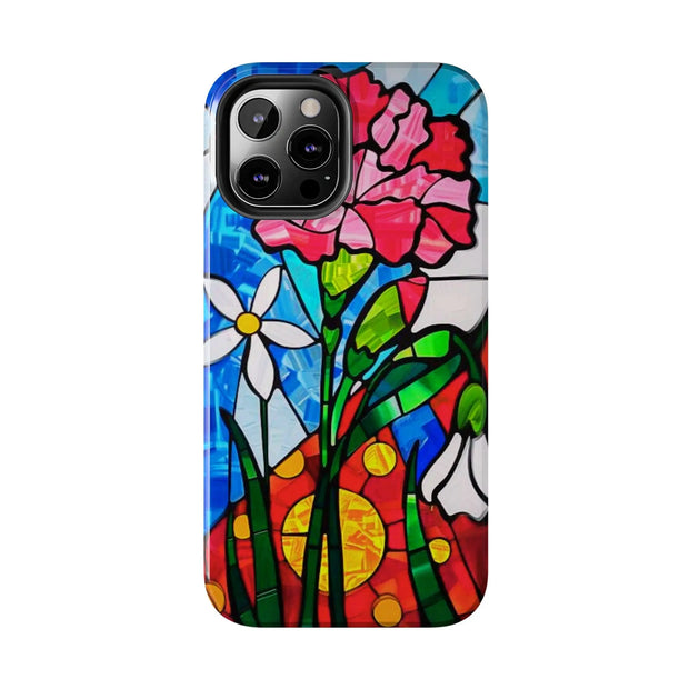January Carnation Stained Glass Birth Flower Tough Phone Case
