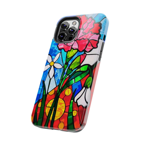 January Carnation Stained Glass Birth Flower Tough Phone Case