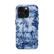Blue Toile Horse Country Scenic Tough Phone Case LavenderCeleste