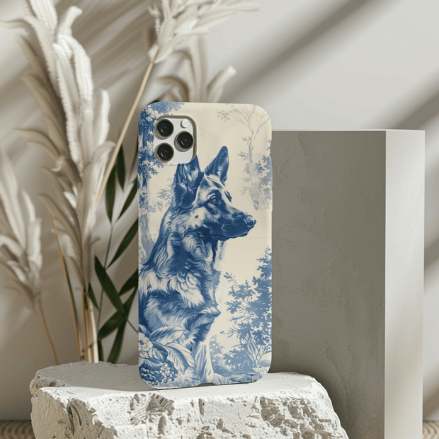 Blue Toile German Shepherd Scenic Tough Phone Case LavenderCeleste