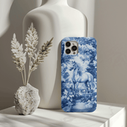 Blue Toile Horse Country Scenic Tough Phone Case LavenderCeleste