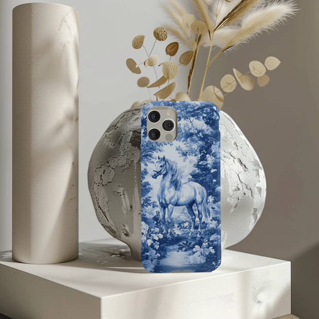 Blue Toile Horse Country Scenic Tough Phone Case LavenderCeleste