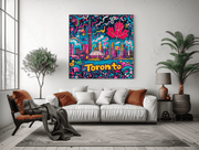 Toronto Pop Art Skyline Matte Canvas Wall Art LavenderCeleste