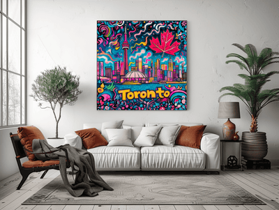 Toronto Pop Art Skyline Matte Canvas Wall Art LavenderCeleste