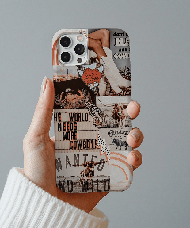 Western Cowboy Collage Retro Rodeo Aesthetic Tough Phone Case WOYC