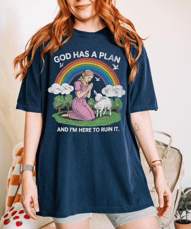 God Has a Plan and I’m Here to Ruin It Funny Comfort Colors T-Shirt Comfort Colors