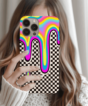Trippy Rainbow Drip Checkered Tough Phone Case Printify