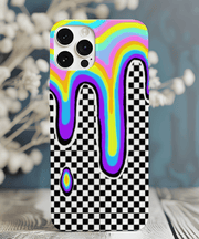 Trippy Retro Drip Checkered Y2K Grunge Tough Phone Case WOYC
