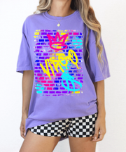 Virgo Zodiac Graffiti Street Style Neon Brick Art Tee Comfort Colors 1717