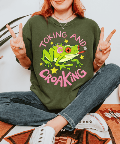 Toking and Croaking Funny Frog Comfort Colors Tee Comfort Colors 1717