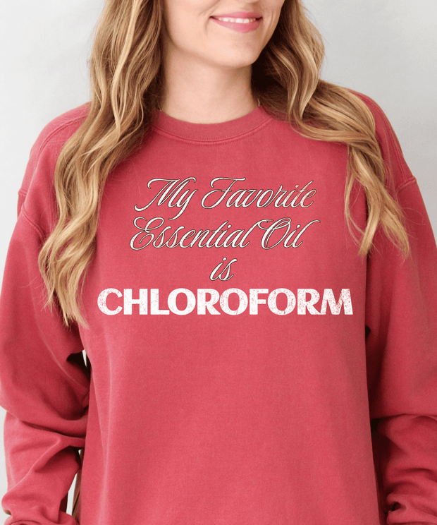 My Favorite Essential Oil Is Chloroform Sweatshirt LavenderCeleste