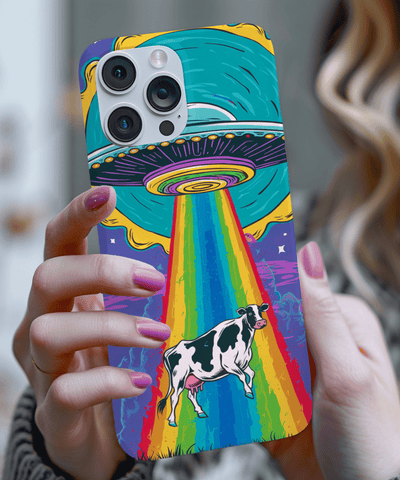Rainbow UFO Cow Abduction Tough Phone Case WOYC