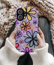 Retro Y2K Flower Power Pastel Tough Phone Case LavenderCeleste