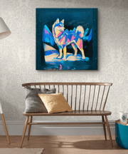 Vibrant Husky Abstract Pop Art Matte Canvas Print LavenderCeleste