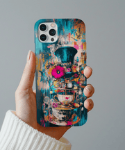 Whimsical Mad Hatter Abstract Tea Party Phone Case LavenderCeleste