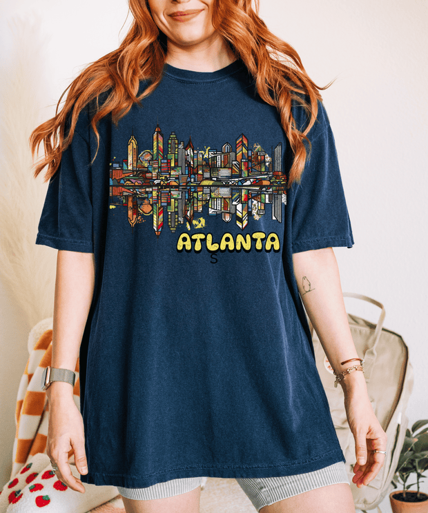 Atlanta Pop Art Skyline Retro Comfort Colors Tee Comfort Colors 1717
