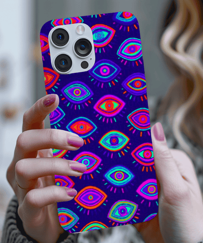Trippy Neon Evil Eye Protective Tough Phone Case LavenderCeleste