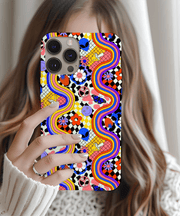 Retro Groovy Alien Aesthetic Tough Phone Case LavenderCeleste