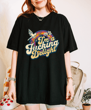 I’m A Fucking Delight Retro Comfort Colors T-Shirt | Sarcastic Vintage Rainbow Design Comfort Colors 1717