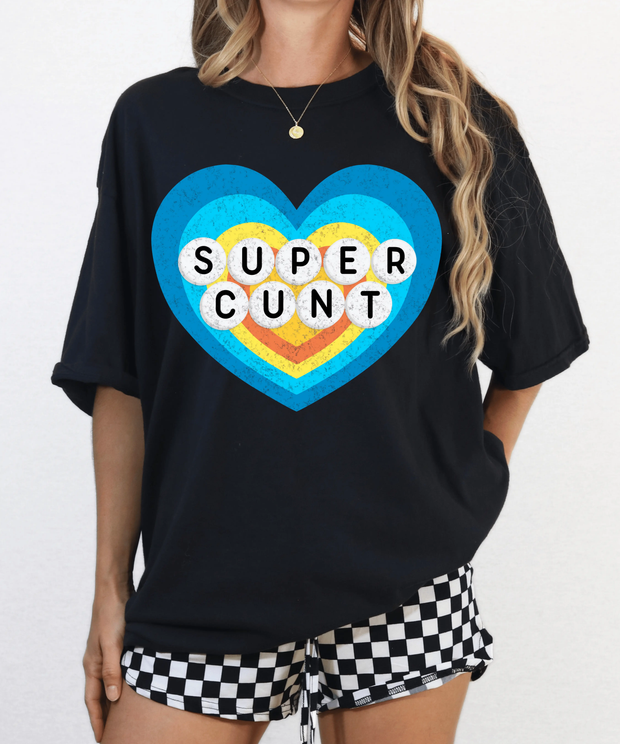 Super Cunt Retro Heart Comfort Colors Tee LavenderCeleste