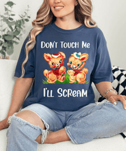 Don’t Touch Me I’ll Scream Retro Bunny Comfort Colors Tee LavenderCeleste