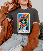 The Ally Pride Cat Tarot Comfort Colors Tee LavenderCeleste