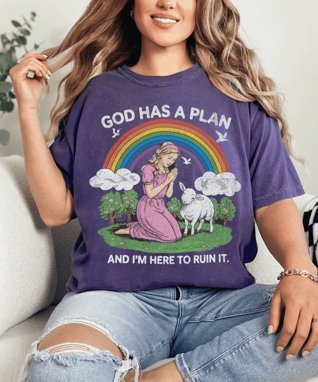 God Has a Plan and I’m Here to Ruin It Funny Comfort Colors T-Shirt Comfort Colors