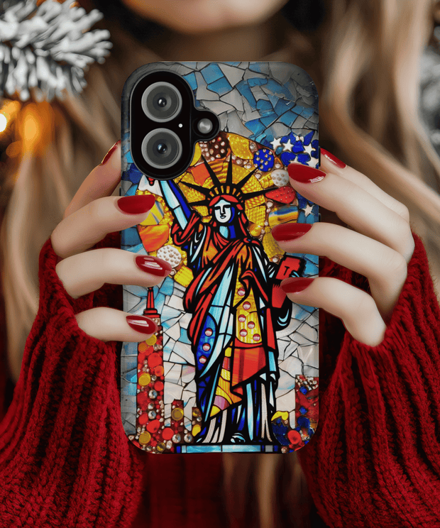 Statue of Liberty Mosaic Art Tough Phone Case LavenderCeleste