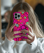 Hot Pink Retro Flower Power Tough Phone Case LavenderCeleste