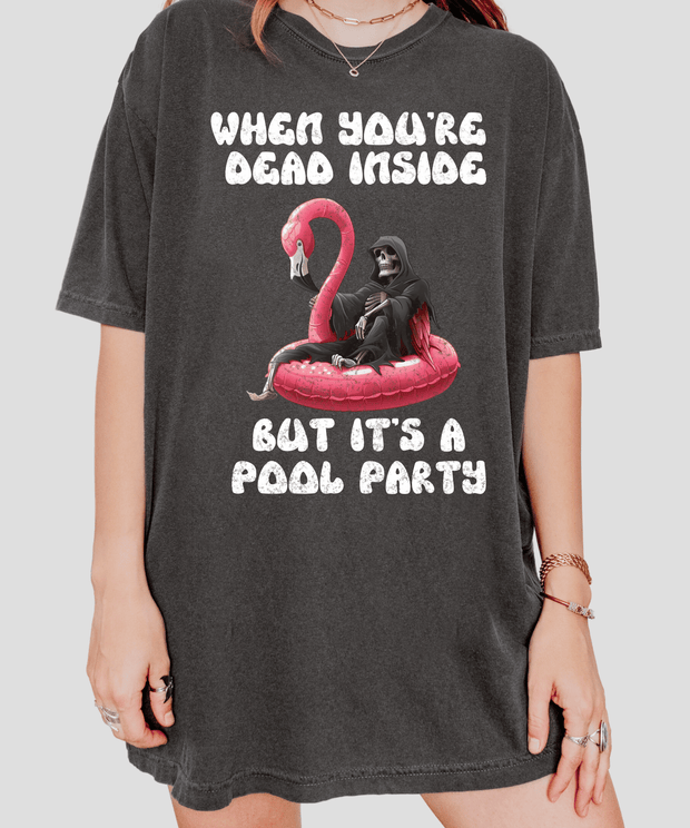 When You’re Dead Inside Funny Grim Reaper Pool Party Tee LavenderCeleste
