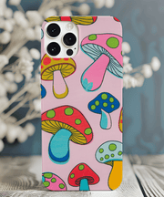 Retro Groovy Mushroom Tough Phone Case LavenderCeleste