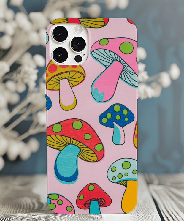 Retro Groovy Mushroom Tough Phone Case LavenderCeleste
