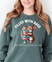 Filled With Rage Funny Bunny Ice Cream Sweatshirt Comfort Colors 1566