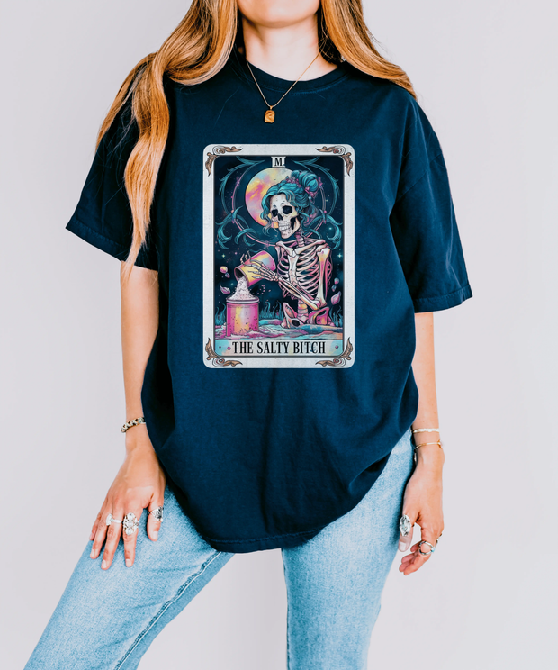 The Salty Bitch Skeleton Tarot Comfort Colors Tee LavenderCeleste