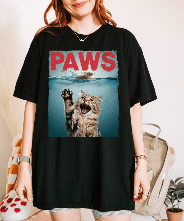 PAWS Funny Cat Parody Comfort Colors Shirt LavenderCeleste