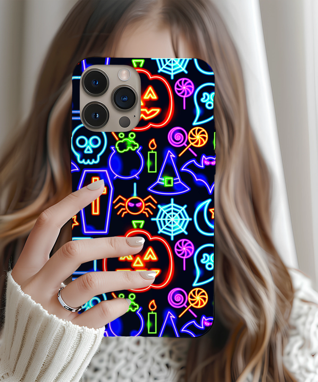 Neon Halloween Pattern Tough Phone Case LavenderCeleste