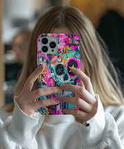 Graffiti Skull Neon Art Tough Phone Case LavenderCeleste