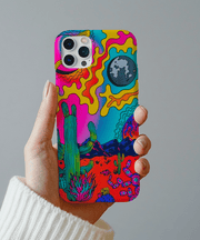 Trippy Psychedelic Desert Cactus Tough Phone Case LavenderCeleste
