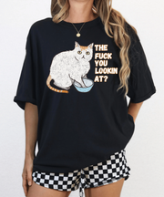 The Fuck You Lookin At Cat Comfort Colors Tee LavenderCeleste