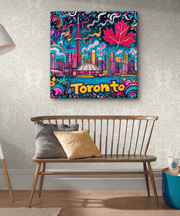 Toronto Pop Art Skyline Matte Canvas Wall Art LavenderCeleste