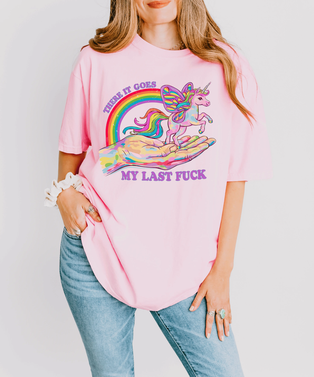 There It Goes My Last Fuck Funny Unicorn Comfort Colors Tee LavenderCeleste