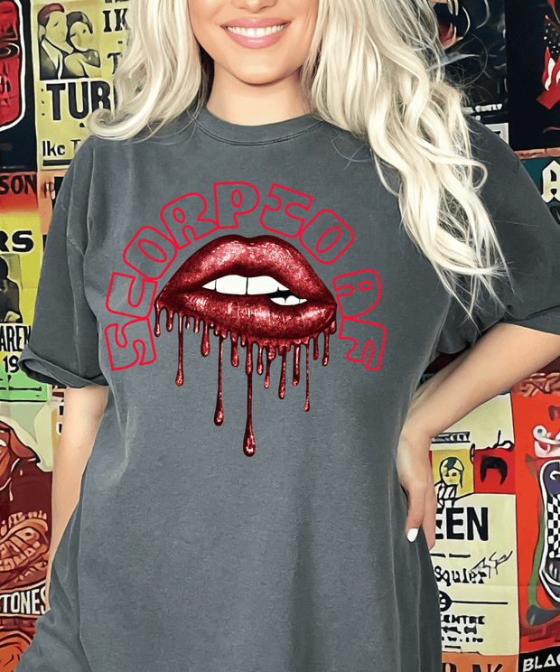 Scorpio AF Dripping Lips Zodiac Comfort Colors Tee LavenderCeleste