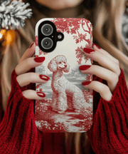 Red Toile de Jouy Poodle Aesthetic Phone Case WOYC
