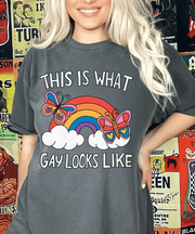 This Is What Gay Looks Like Rainbow Pride Comfort Colors Tee LavenderCeleste